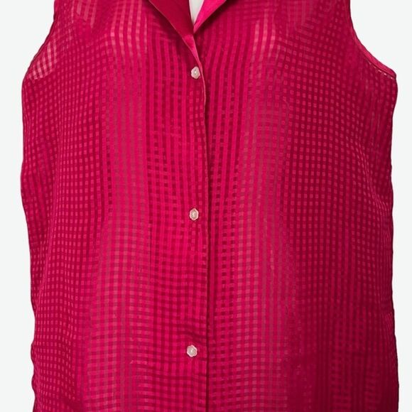 VICTORIA'S SECRET Vintage Gold Label Satin Trim Sleeveless Pajama Top Shirt sz M - Picture 4 of 12